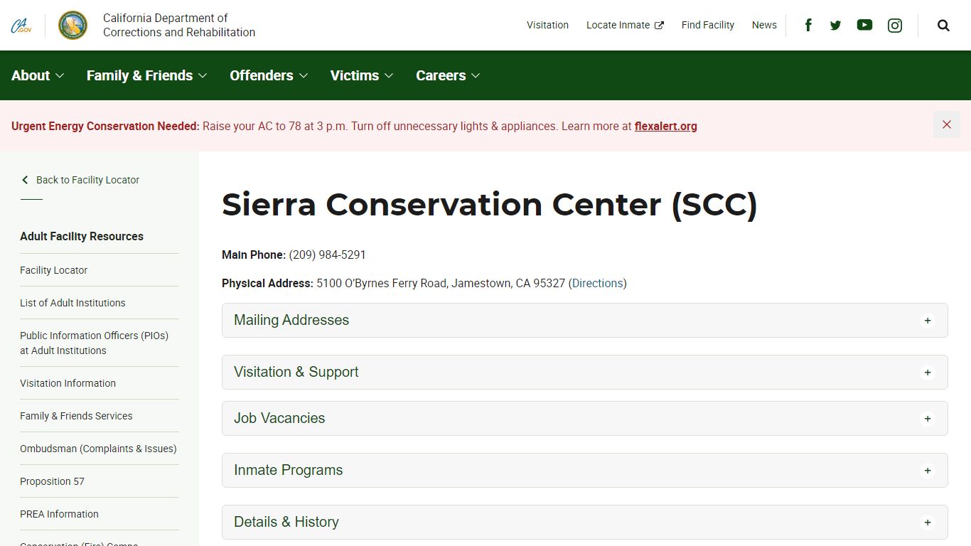 Sierra Conservation Center (SCC) - California Department of Corrections ...